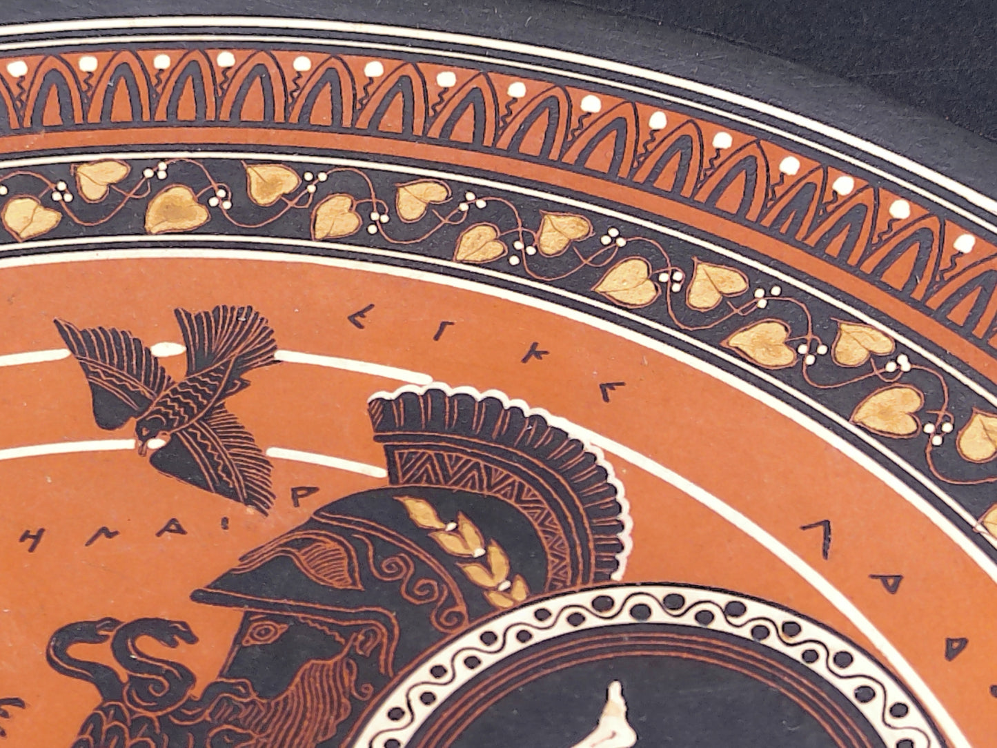 Greek Warriors Fighting Pottery Plate Hand Made & Painted In Greece