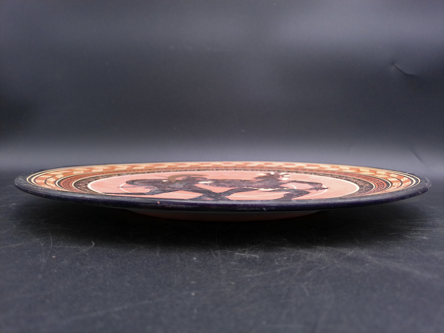 Greek Warriors with Shield and Sword Pottery Plate Hand Made & Painted In Greece
