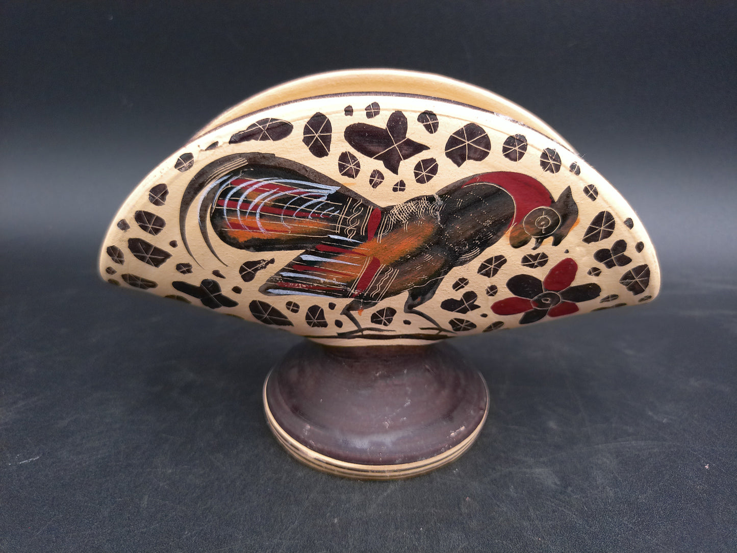 Greek Hand Made & Painted In Greece Napkin Holder Rooster Artwork