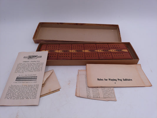 Wood Cribbage Board no Pegs Made by Horn Vintage