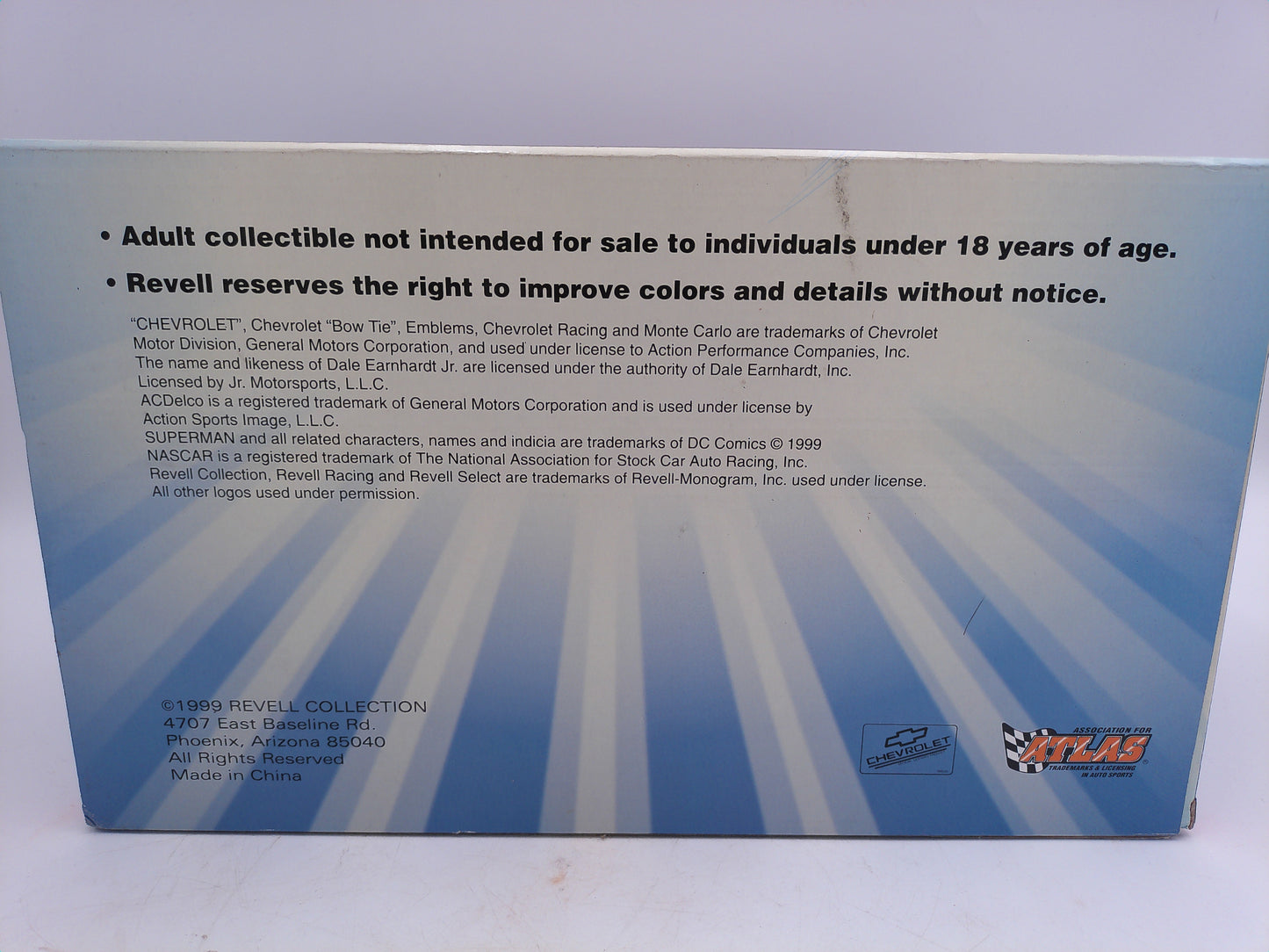 Dale Earnhardt Jr #3 AC Delco Superman Monte Carlo 1/24 diecast Racing Car 1999