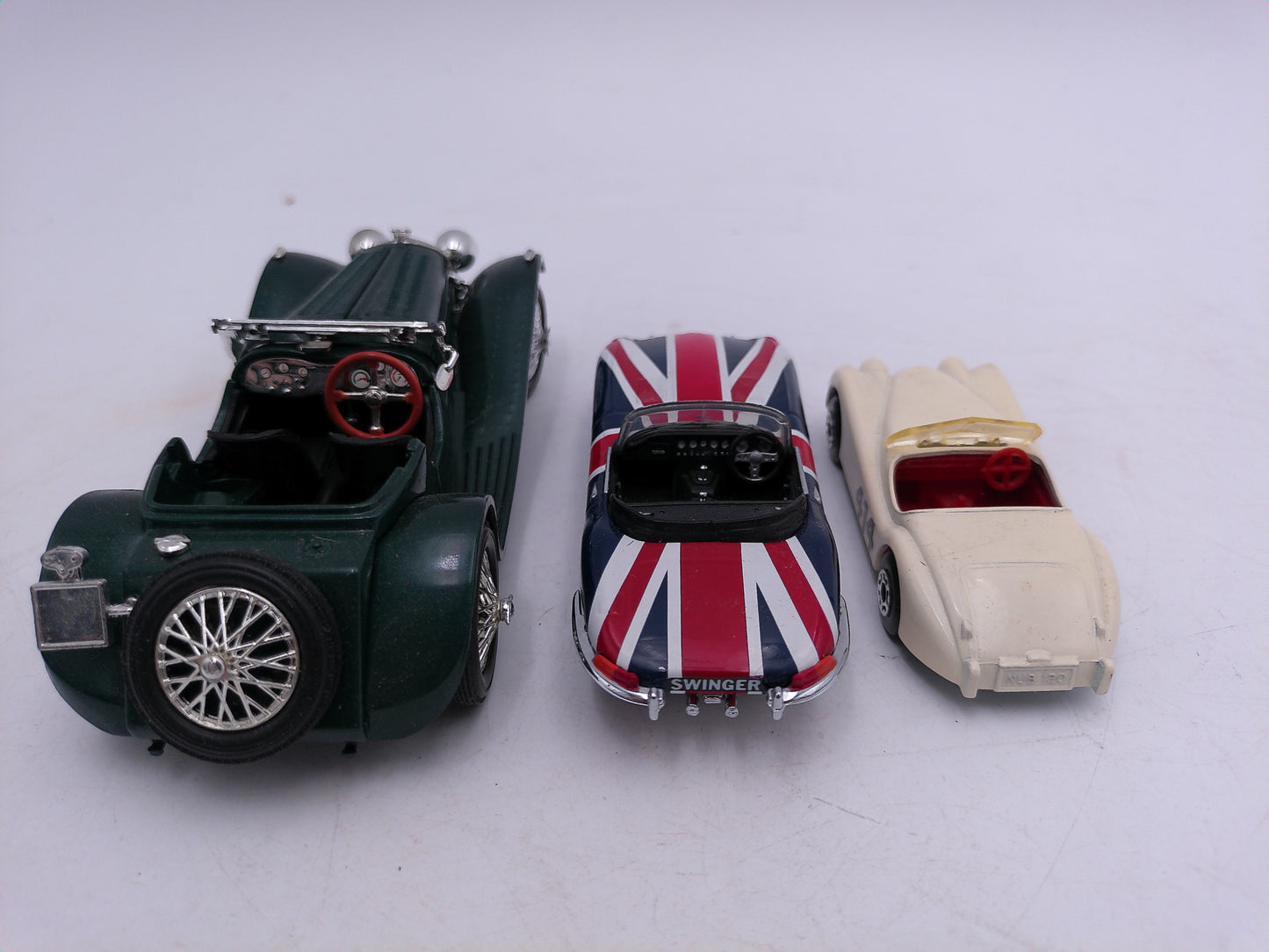 Jaguar Cars  Lot of 3 one with British flag design Mini cars vintage
