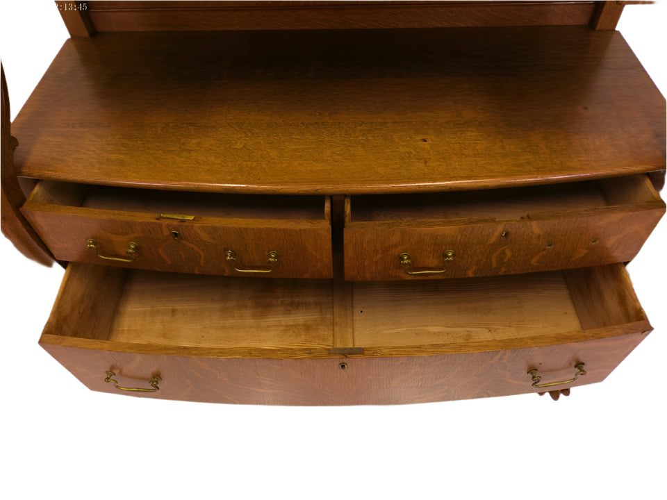 Antique Empire Style Tiger Oak Carved Claw Foot