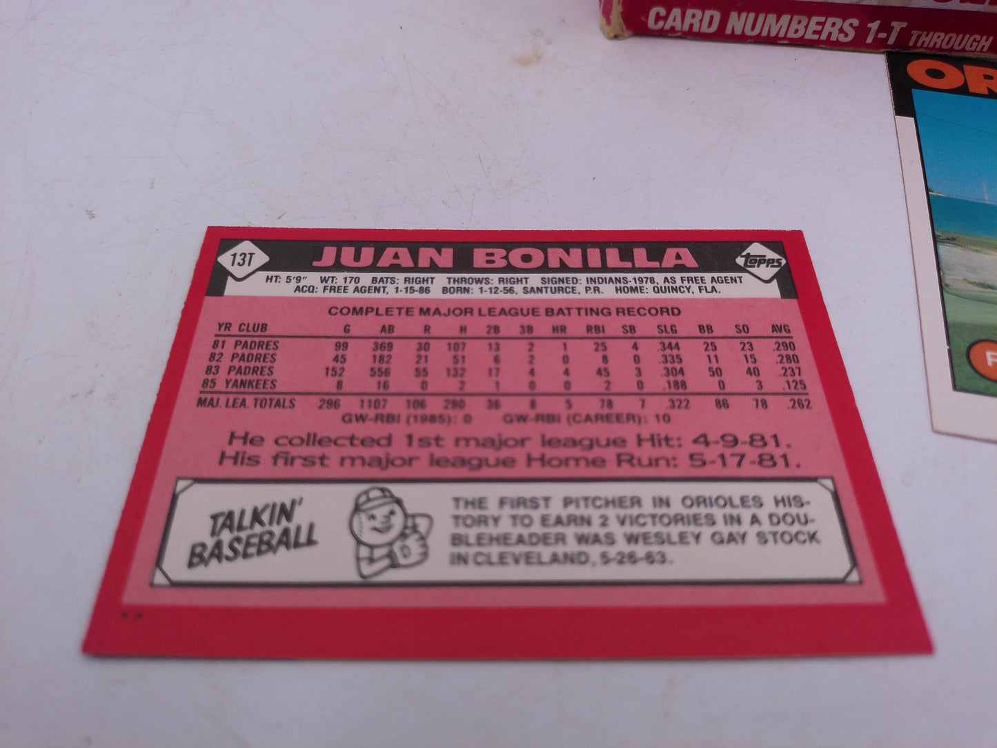 Topps 1986 Baseball Picture Cards “Traded” series 1-132