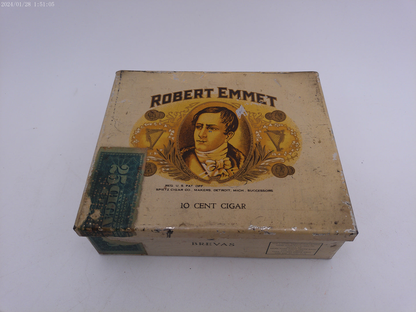 Ogden's Guinea Gold Cigarettes Tin and Robert Emmet Litho Tin Box - 10 Cent Cigars
