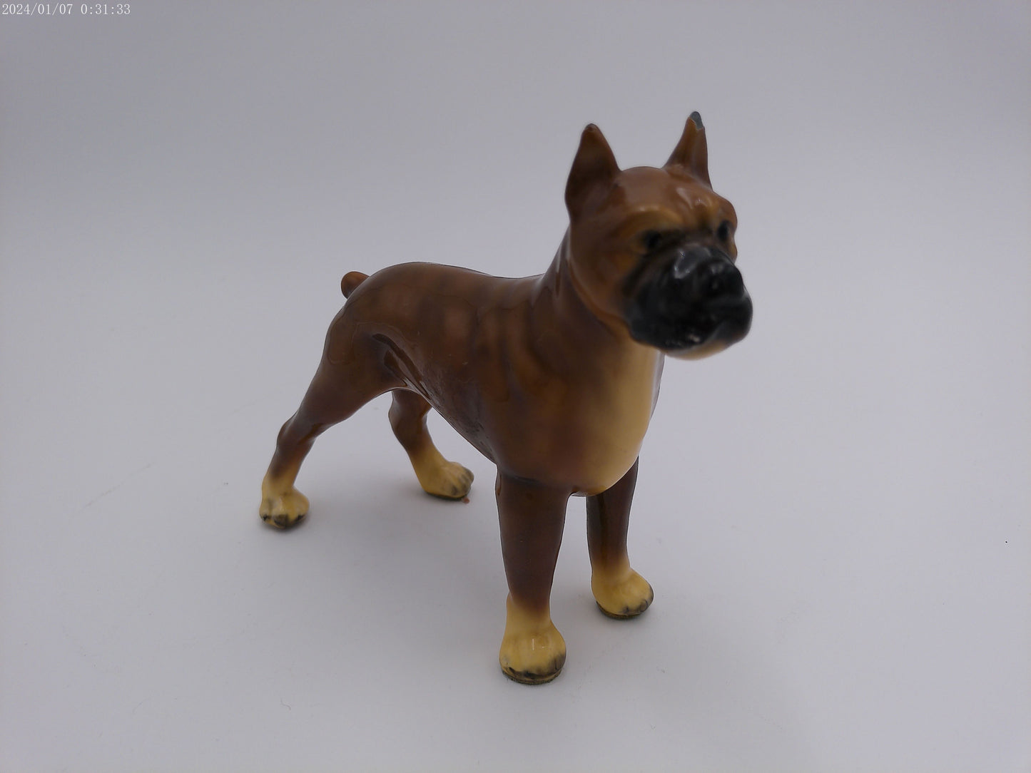 ROYAL DESIGN 6 BOXER DOG FIGURINES STATUES PORCELIAN