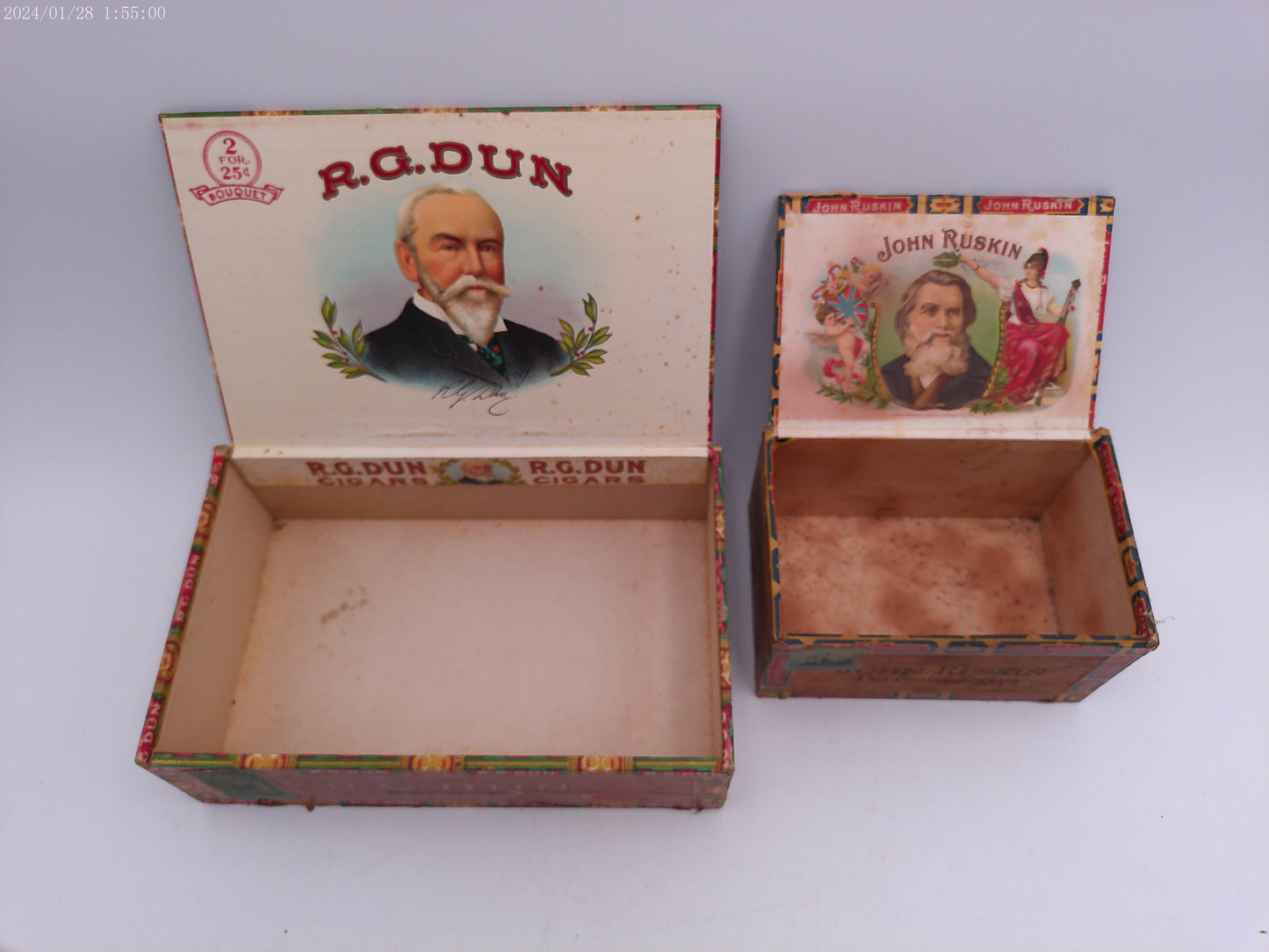 R. G. DUN Vintage Cigar Box and John Ruskin Cigar box