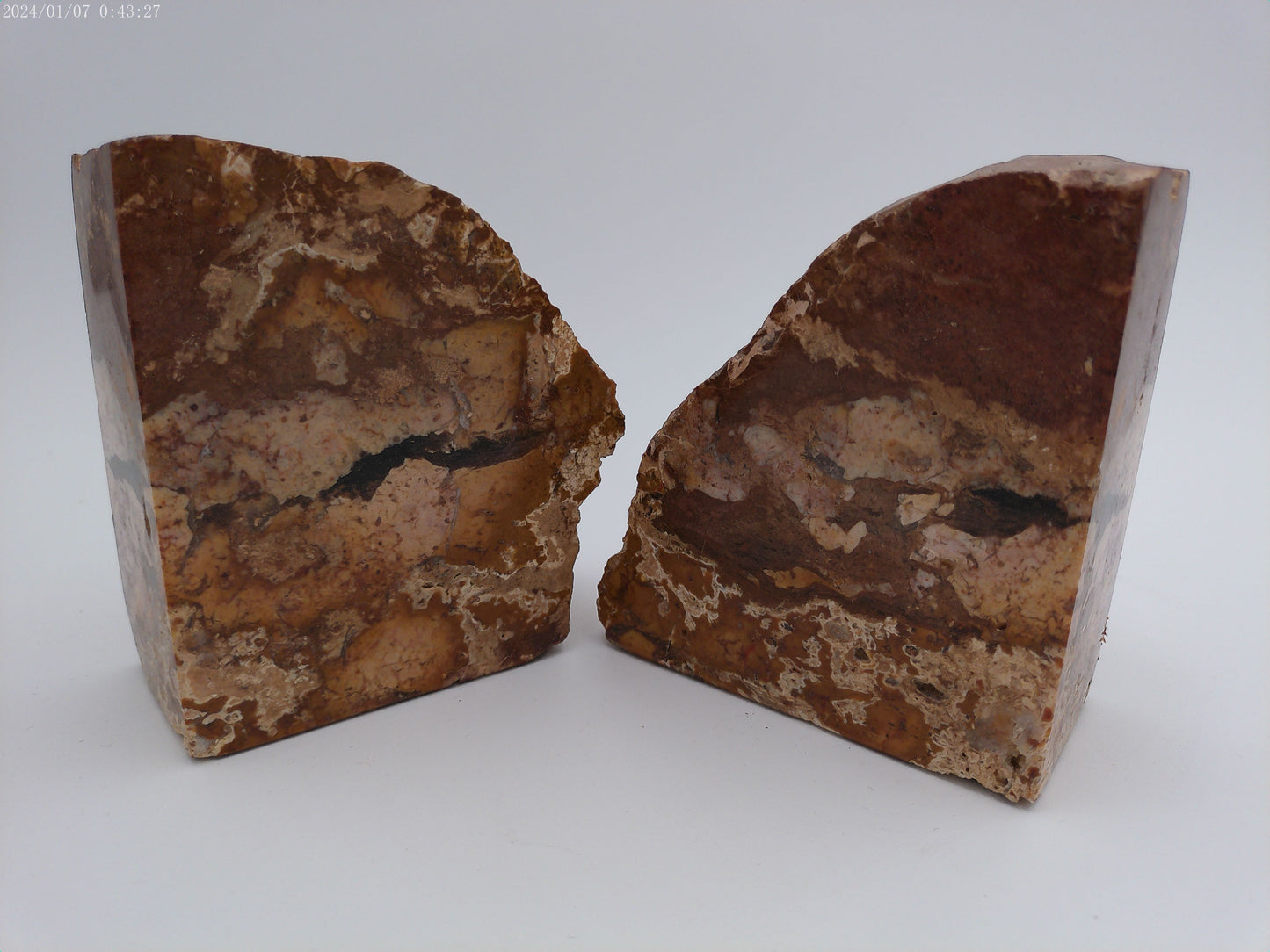 Pair of Vintage Stone Petrified Bookends