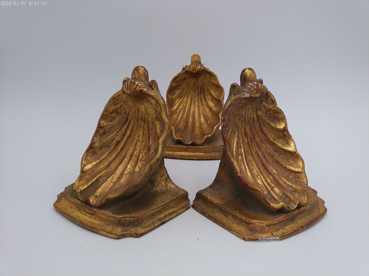 Lot of 3 Vintage Gold Colored Plaster Bookends