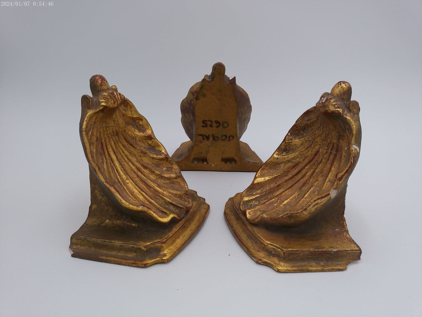 Lot of 3 Vintage Gold Colored Plaster Bookends