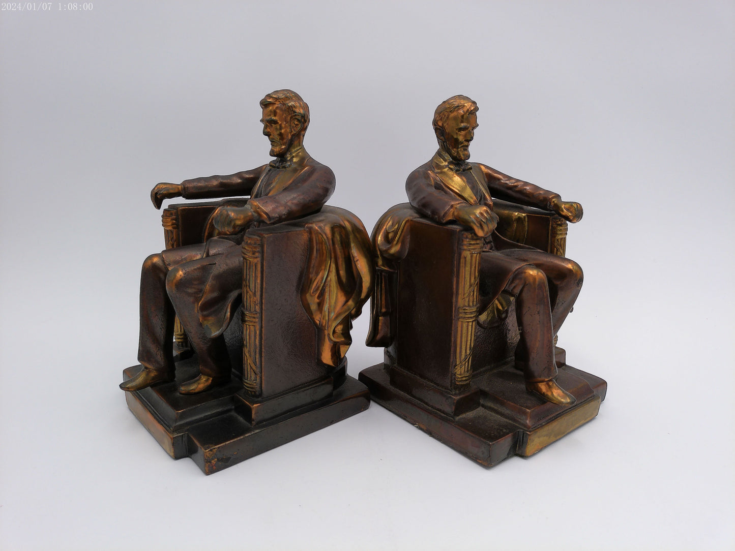 Pair of Jenning Bros Abraham Lincoln Bookends 1930