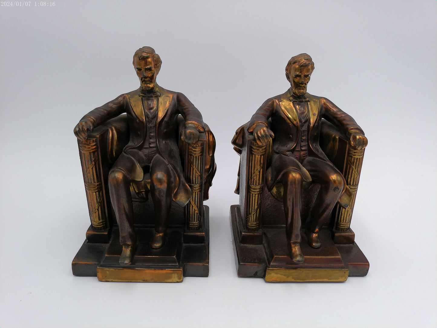 Pair of Jenning Bros Abraham Lincoln Bookends 1930