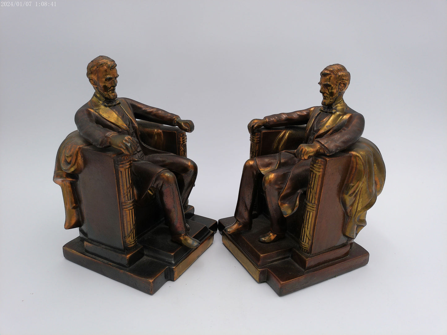 Pair of Jenning Bros Abraham Lincoln Bookends 1930