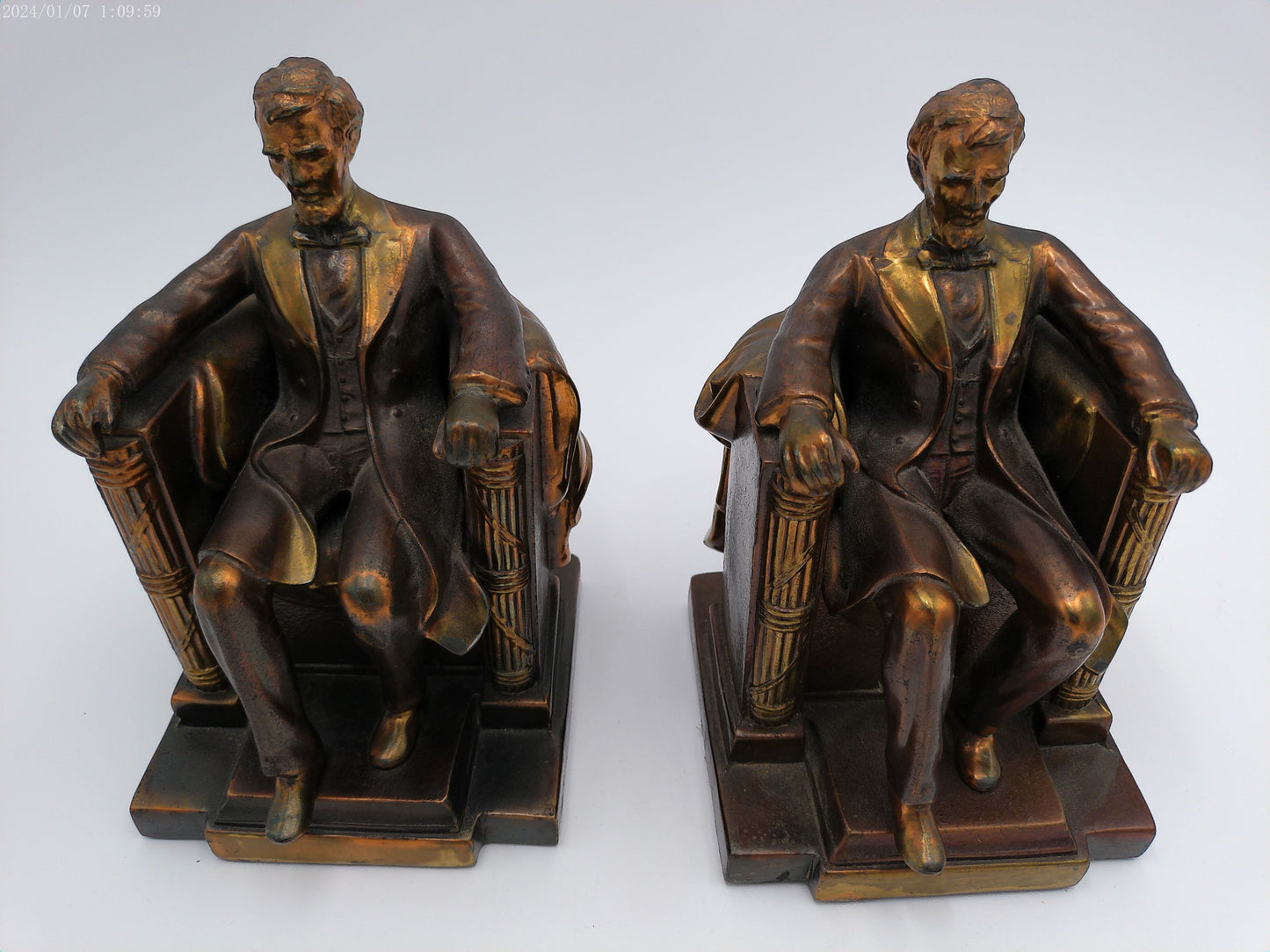 Pair of Jenning Bros Abraham Lincoln Bookends 1930