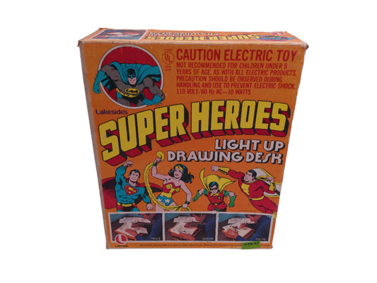 Vintage Lakesides Super Heroes Light Up Drawing Desk Superman 1977 DC comics