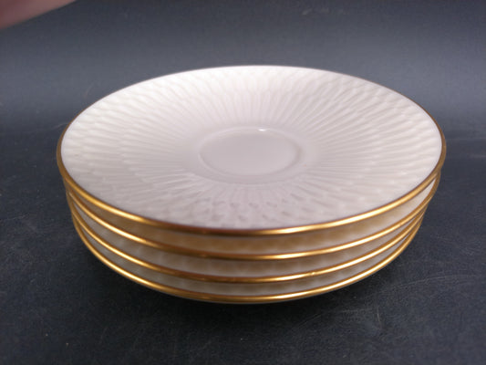 Lenox Dish Saucer Plate Set of 4 with Gold Plated Ring Around Edge Made in USA