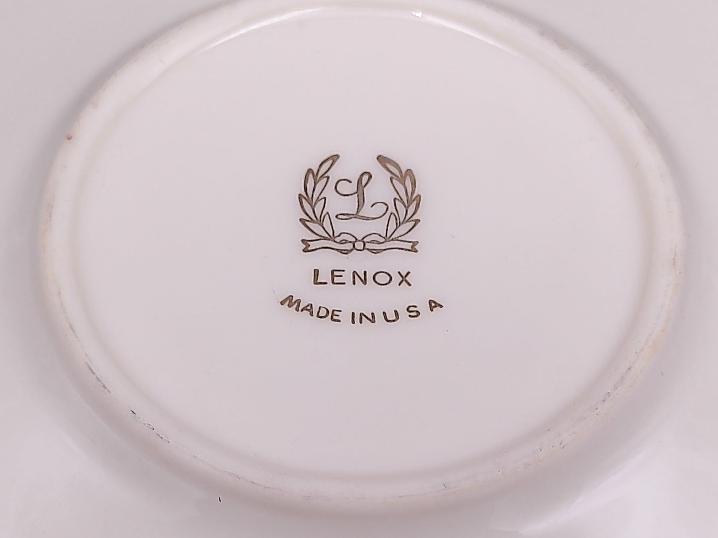 Lenox Dish Saucer Plate Set of 4 with Gold Plated Ring Around Edge Made in USA