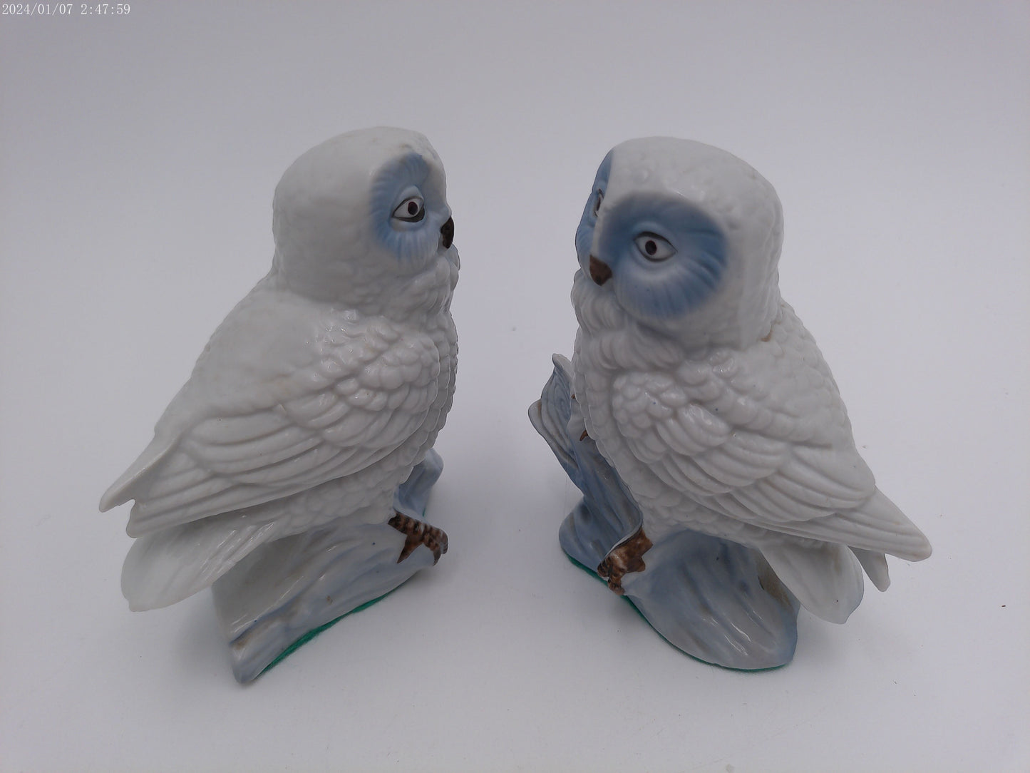 Pair of Vintage Barn White  Owls