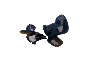 Two Ducks one glass one Ceramic Figurines