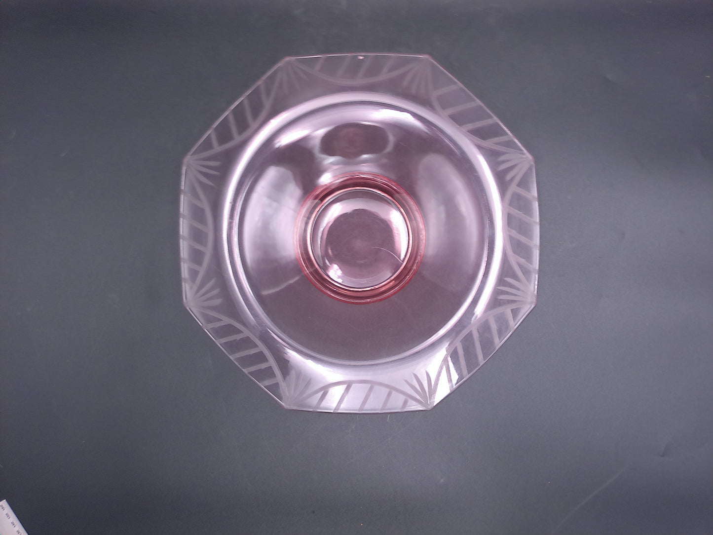 Octagonal Pink Depression Glass Plate Bowl Vintage