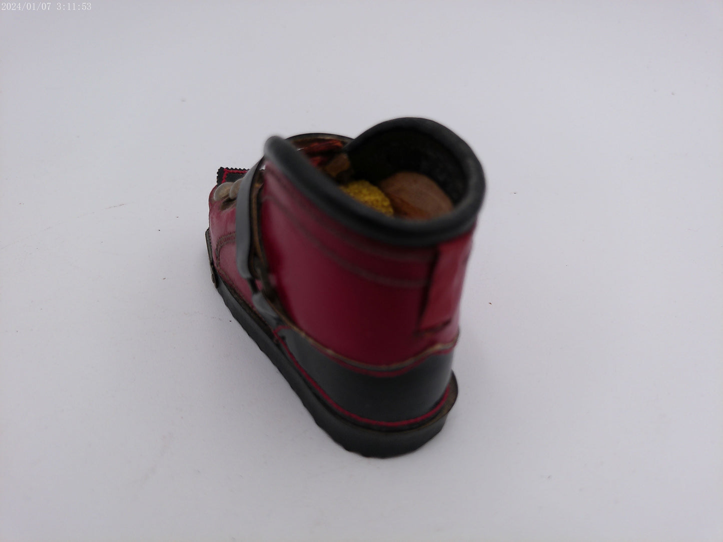 Red Leather Mini Boot Match Holder Tirol