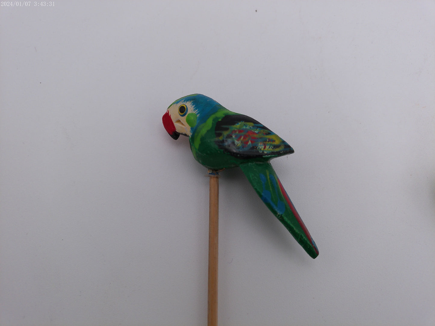 Vintage 4 Colorful Wooden Parrot Picks party Sticks