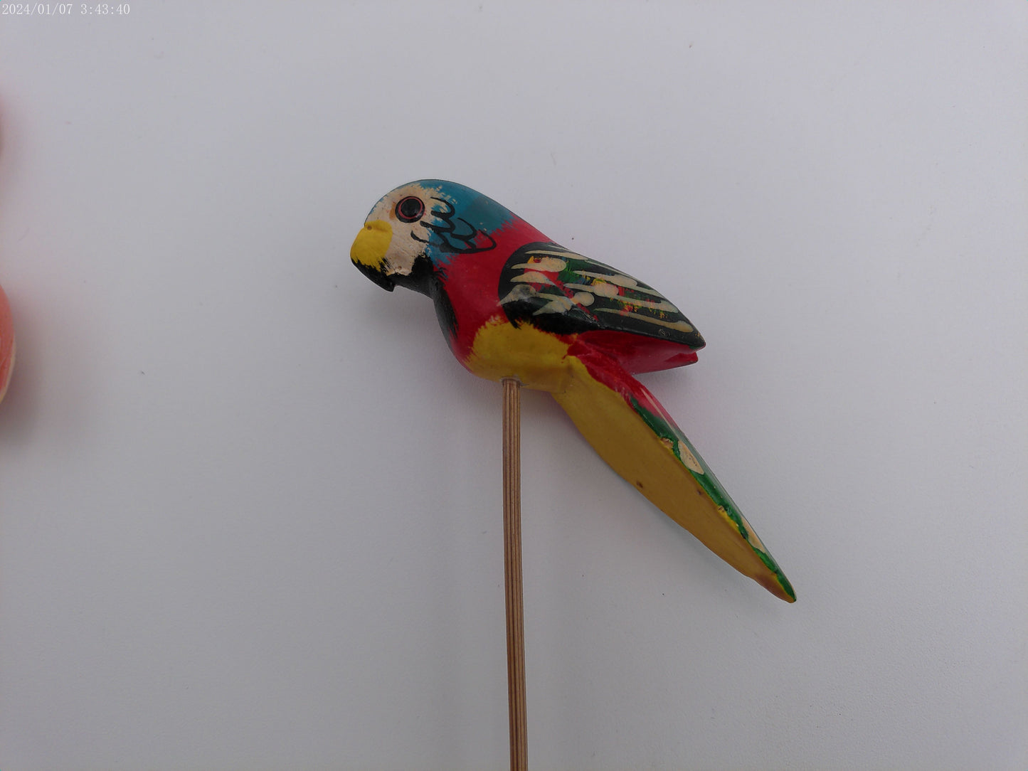 Vintage 4 Colorful Wooden Parrot Picks party Sticks