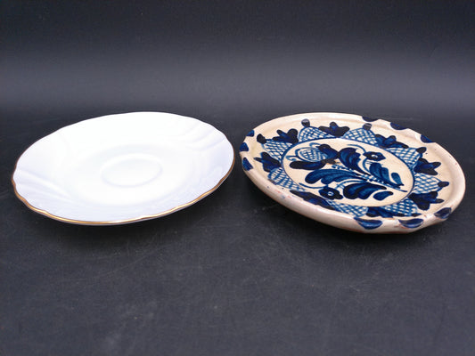 Korond Small Dish Plate Made in Transylvania and Mikasa China Dish from Japan