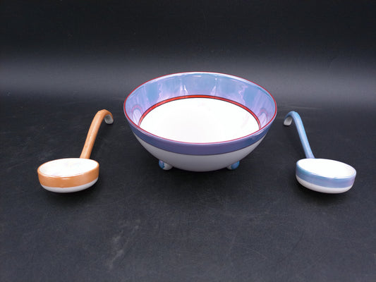 Noritake Soup Bowl With 2 Spoons Handpainted Vintage