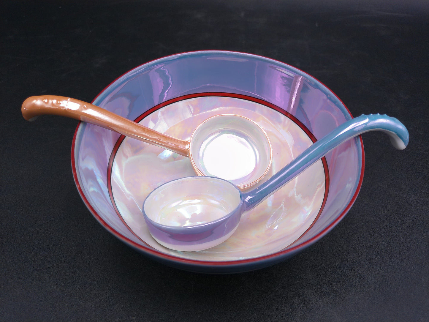 Noritake Soup Bowl With 2 Spoons Handpainted Vintage