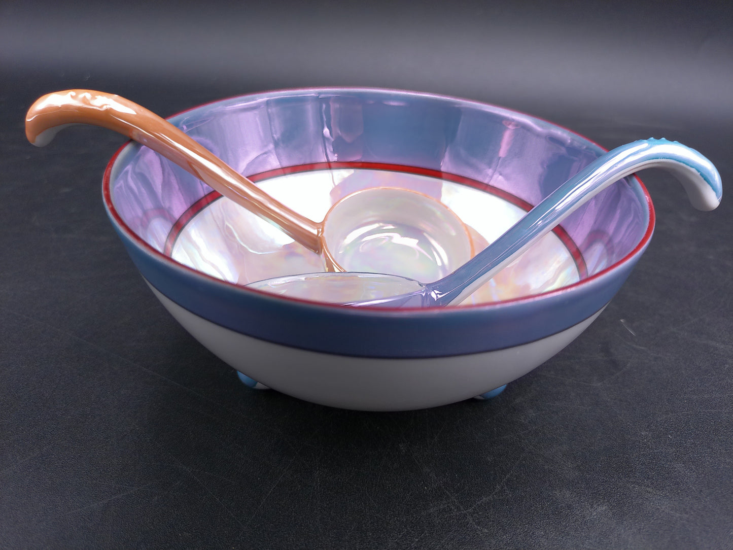 Noritake Soup Bowl With 2 Spoons Handpainted Vintage