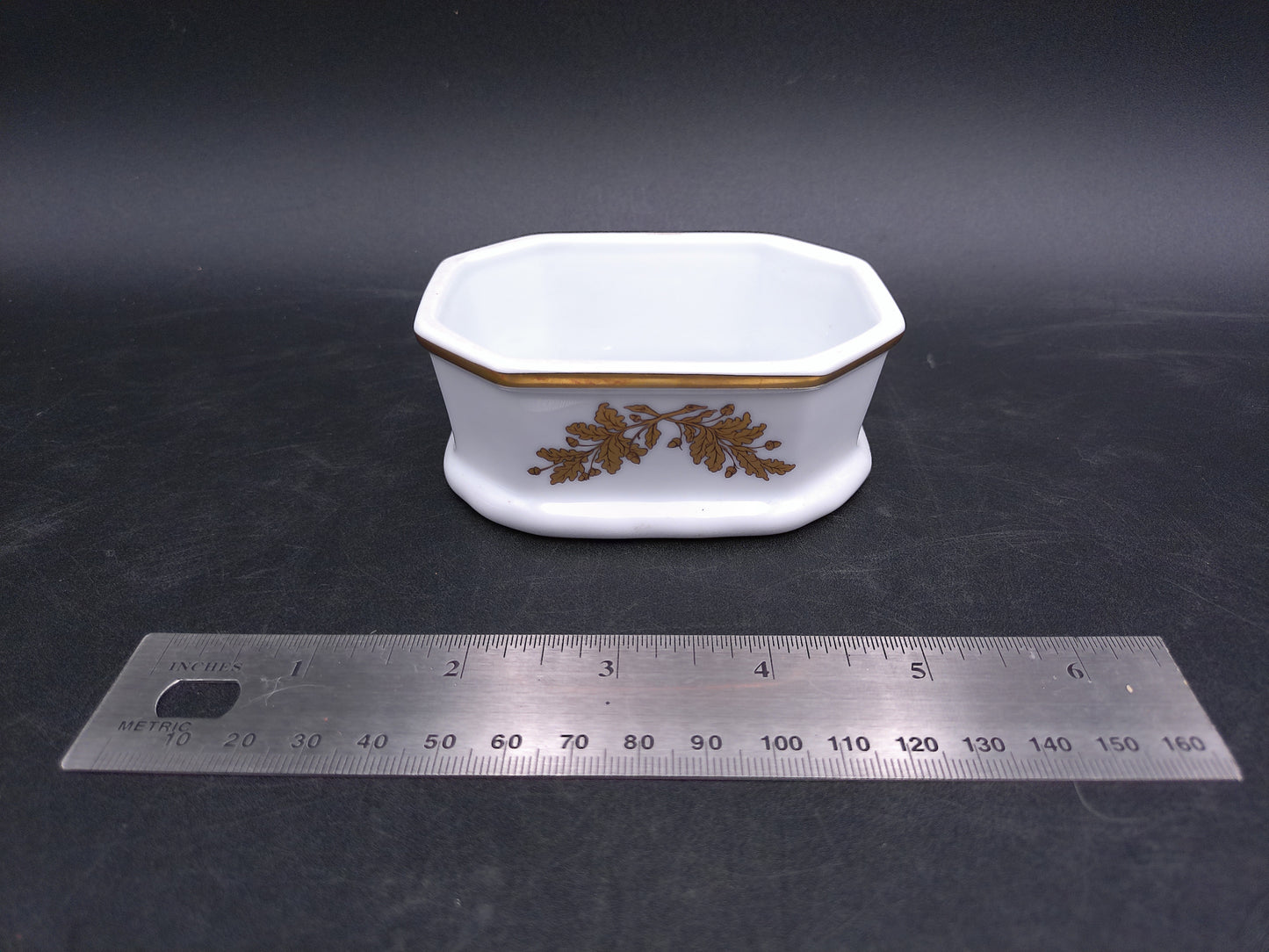 Gold Plated Rims Trinket Box 8 Sided Porcelain  Made in Brazil
