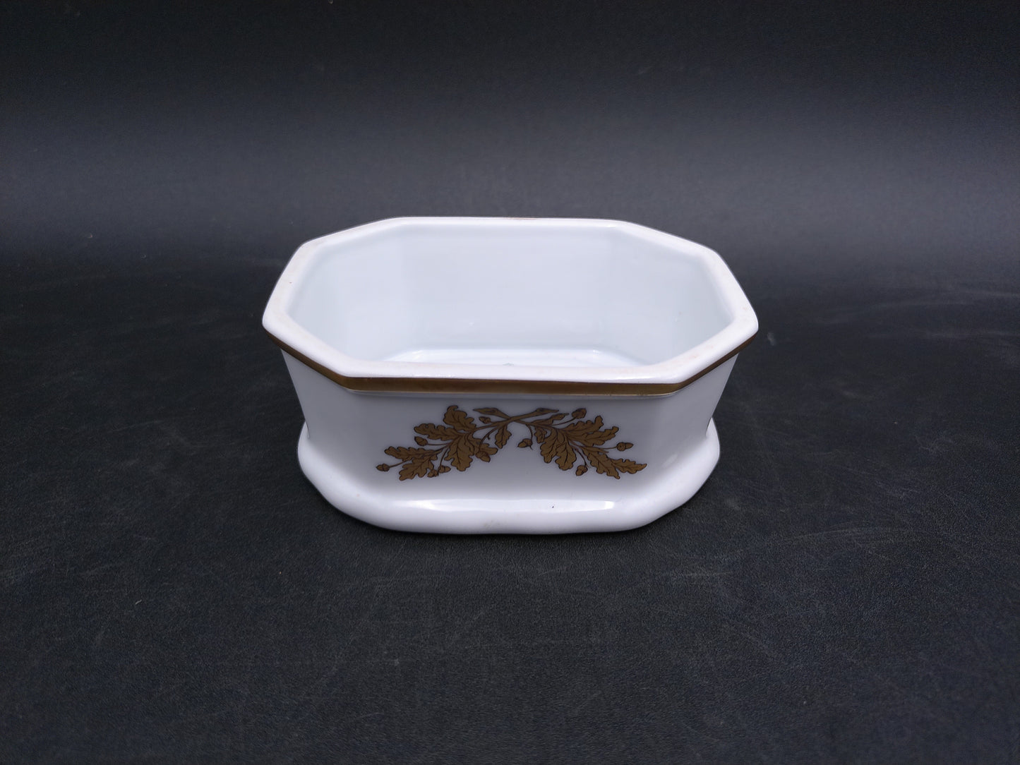Gold Plated Rims Trinket Box 8 Sided Porcelain  Made in Brazil