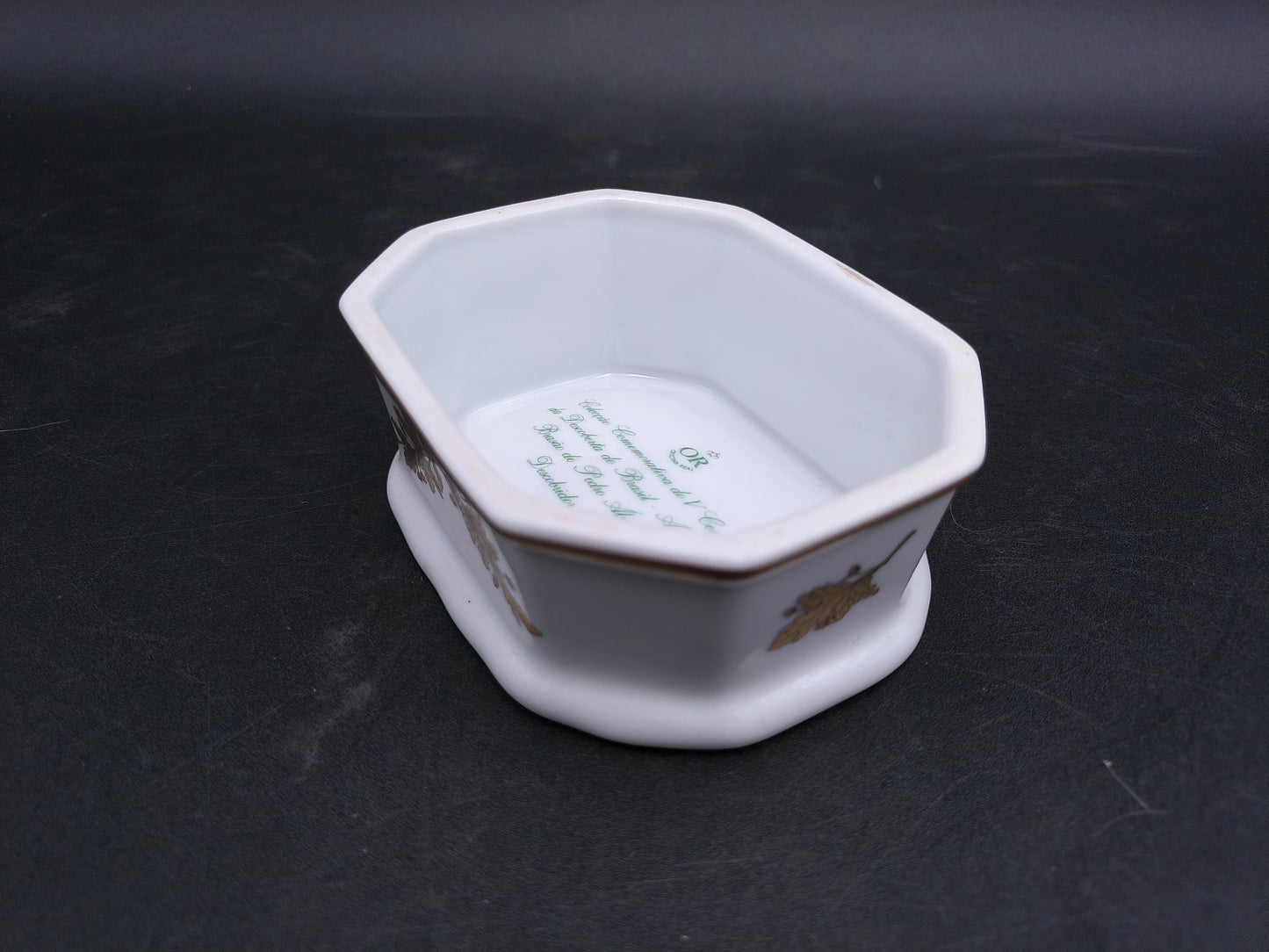 Gold Plated Rims Trinket Box 8 Sided Porcelain  Made in Brazil