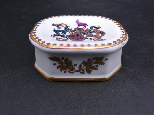 Gold Plated Rims Trinket Box 8 Sided Porcelain  Made in Brazil