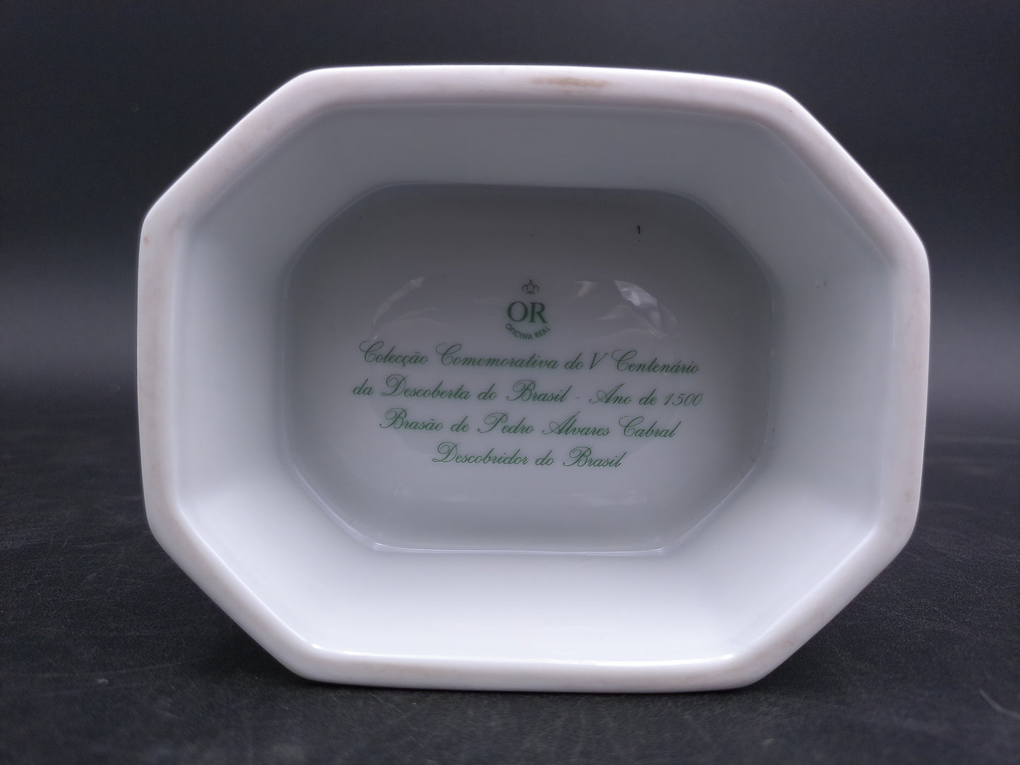 Gold Plated Rims Trinket Box 8 Sided Porcelain  Made in Brazil