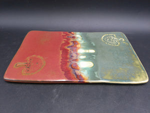Ceramic Tray multi-color with tree of life trees Vintage