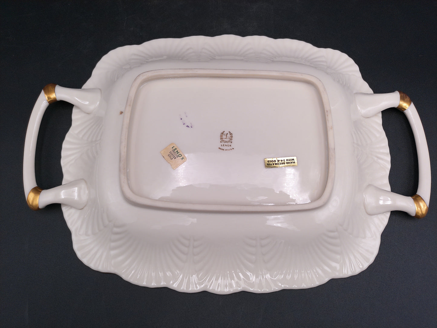 Gold Plated 24K Lenox Serving Platter Dish Vintage
