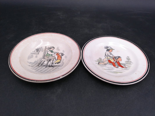 Set of 2 Vintage Plates with Children Playing