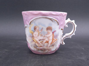 Tea Coffee Cup Beautiful Design Gold Plated Lines with Cute Cherubs From the 1950s