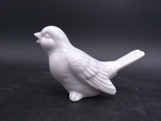 White Porcelain Bird Sparrow Figurine