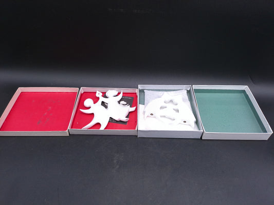 Haviland Limoges Porcelain Ornament Children Yule Logs In Box France Lot of 2 1979 #1