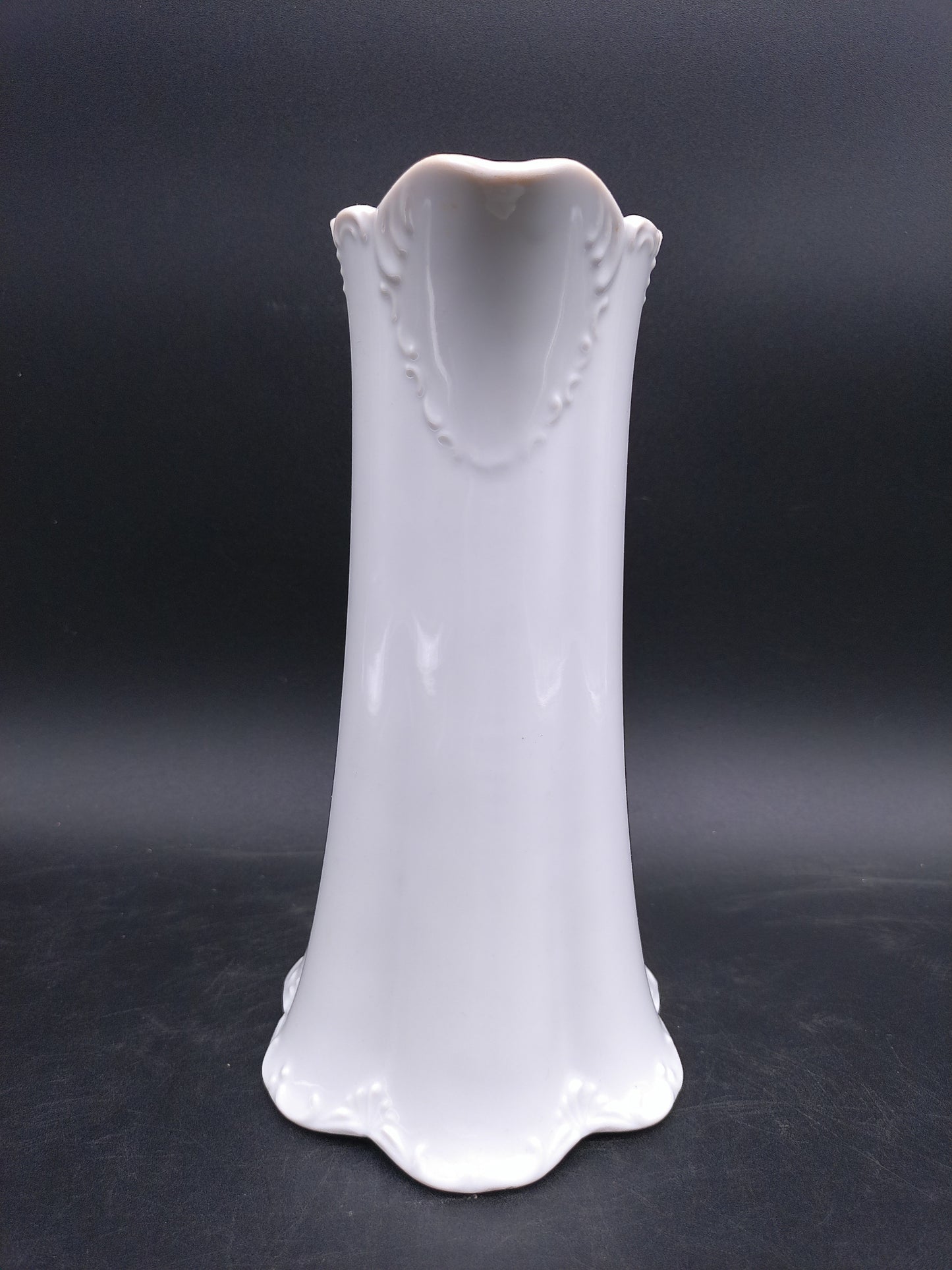 White Embossed Pitcher Decorative Design Vintage