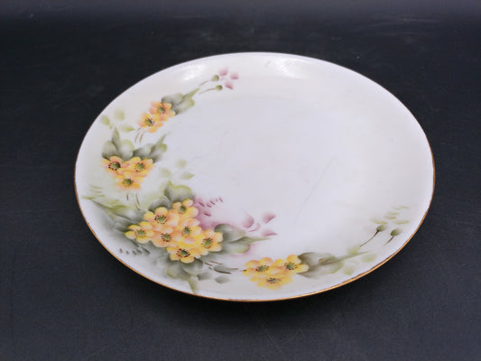 Bavarian Plate Yellow Blue Flowers Hand Painted From Hutschenreuther Selb Germany