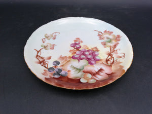 Decorative Plate with Hand Painted Graphs 22k Karat Gold Rim Bavarian Porcelain by R.C. Versaille