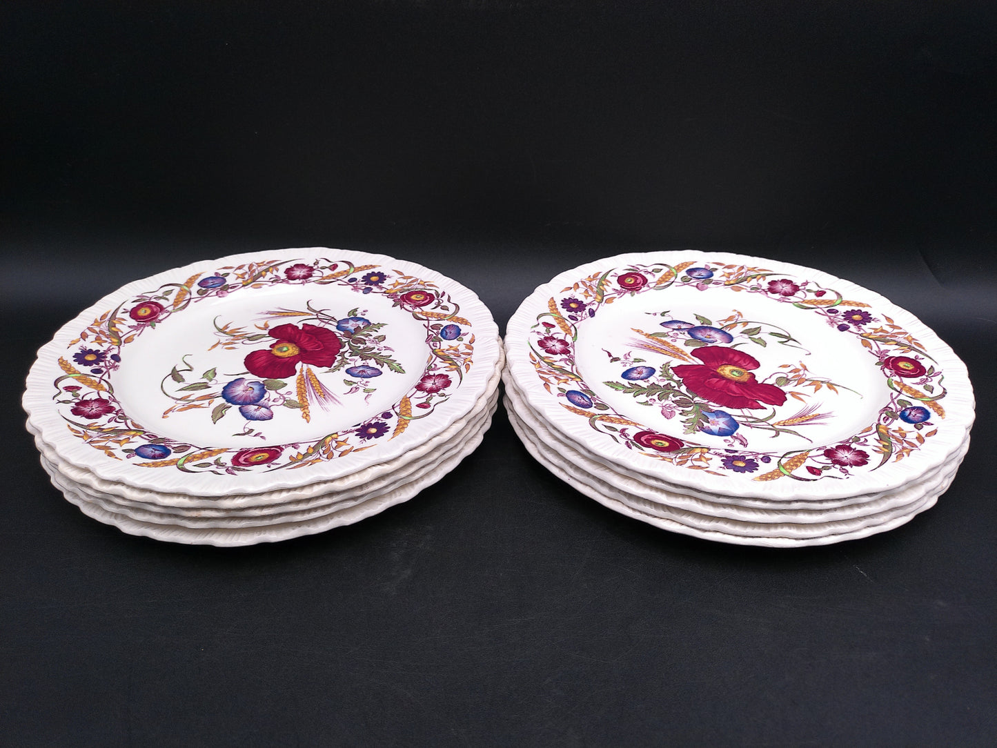 Cornflower Wedgwood Decorative Plates Set of 10 Floral Design Vintage Colorful