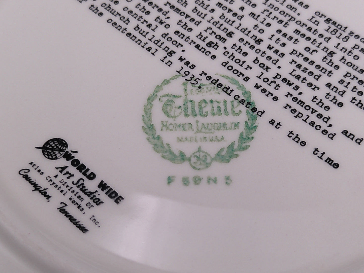 Collector Plate - China Baptist Church World Wide Art Studios Vintage