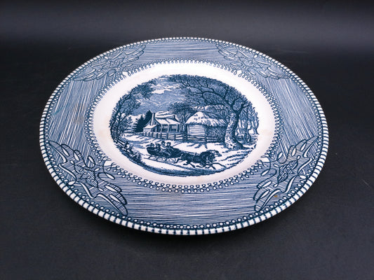 Currier & Ives by Mount Clemens China Dinner Plate Blue and White Transferware