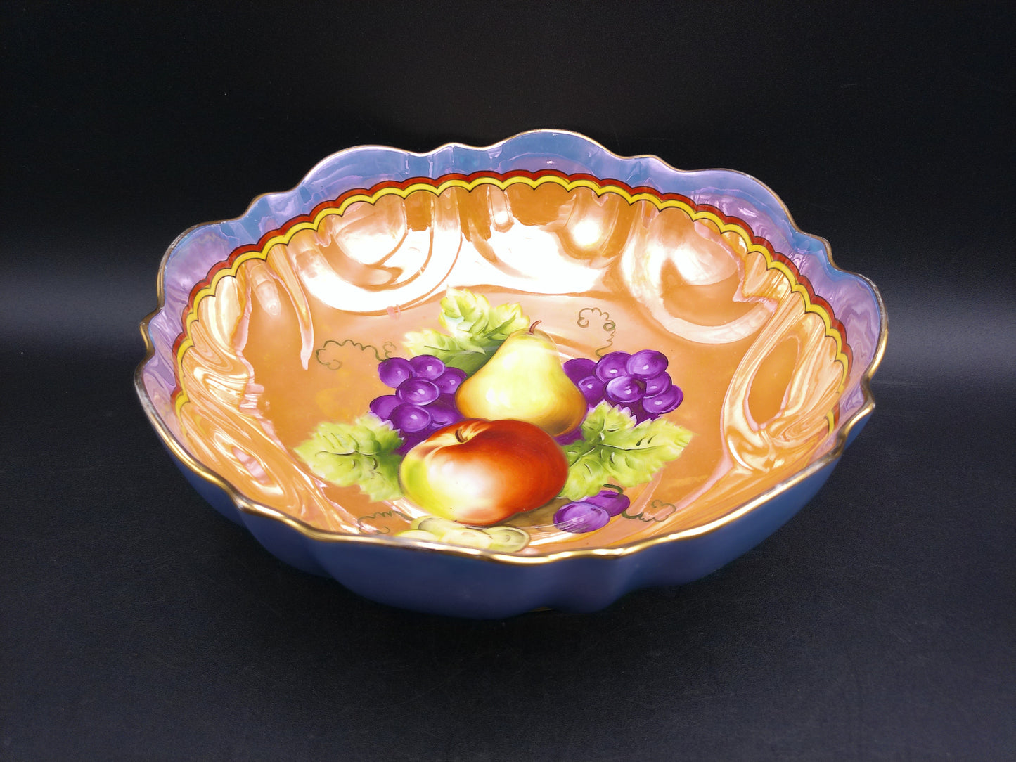 Noritake Pottery Bowl Gold Painted Edges From Japan Beauitful Fruit Design Bowl
