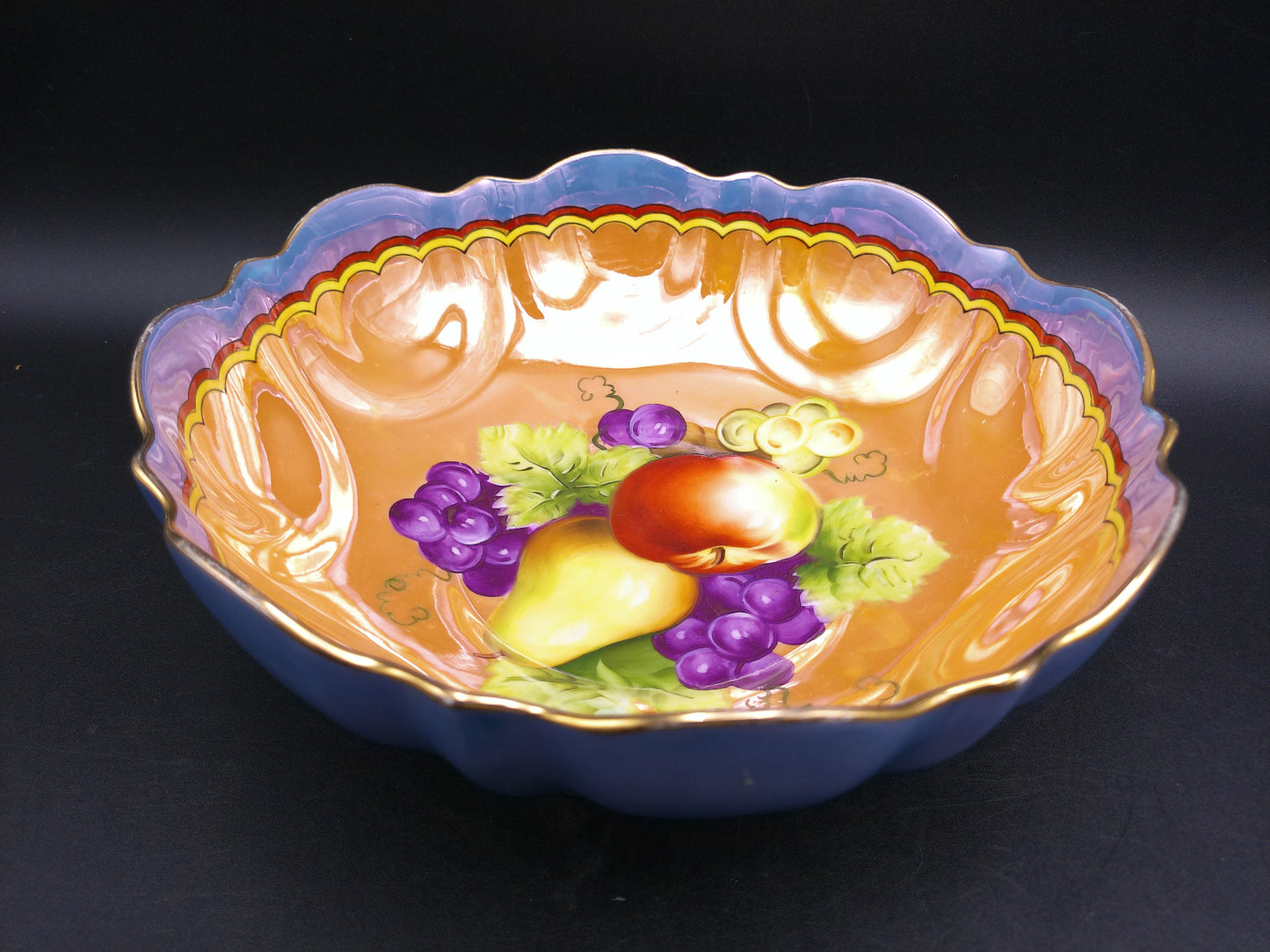 Noritake Pottery Bowl Gold Painted Edges From Japan Beauitful Fruit Design Bowl